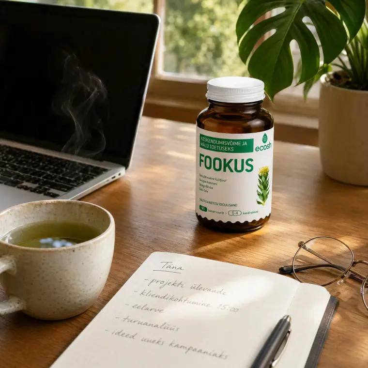 Ecosh: Fookus at the desk, educational frame