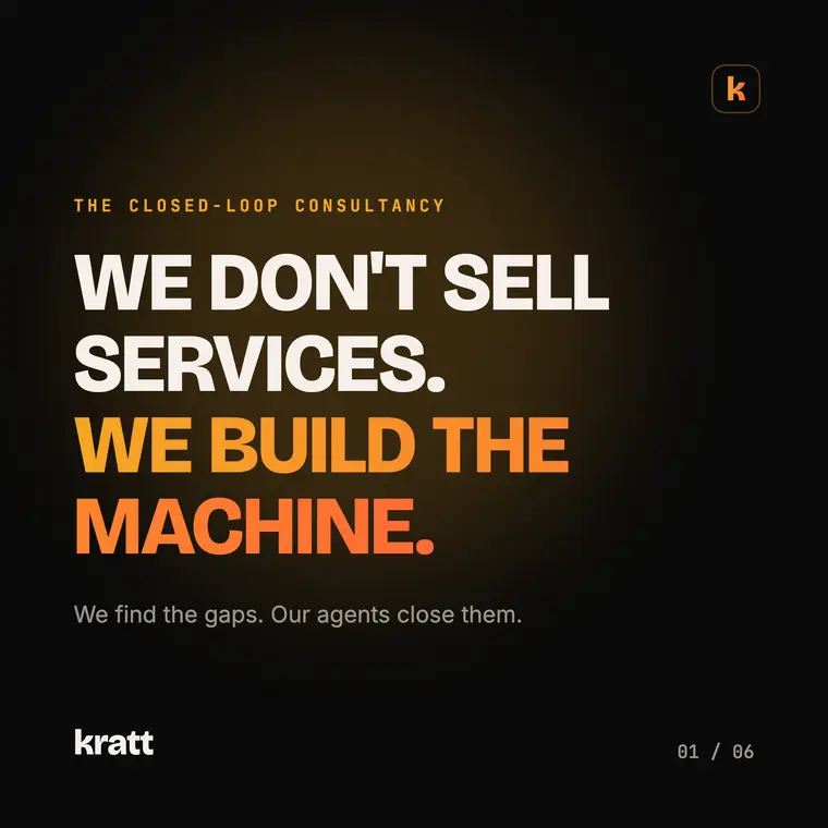 Carousel slide 1: we do not sell services, we build the machine
