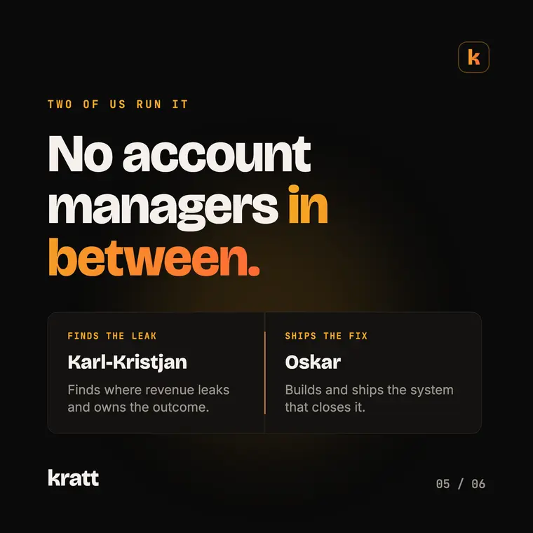 Carousel slide 5: no account managers in between