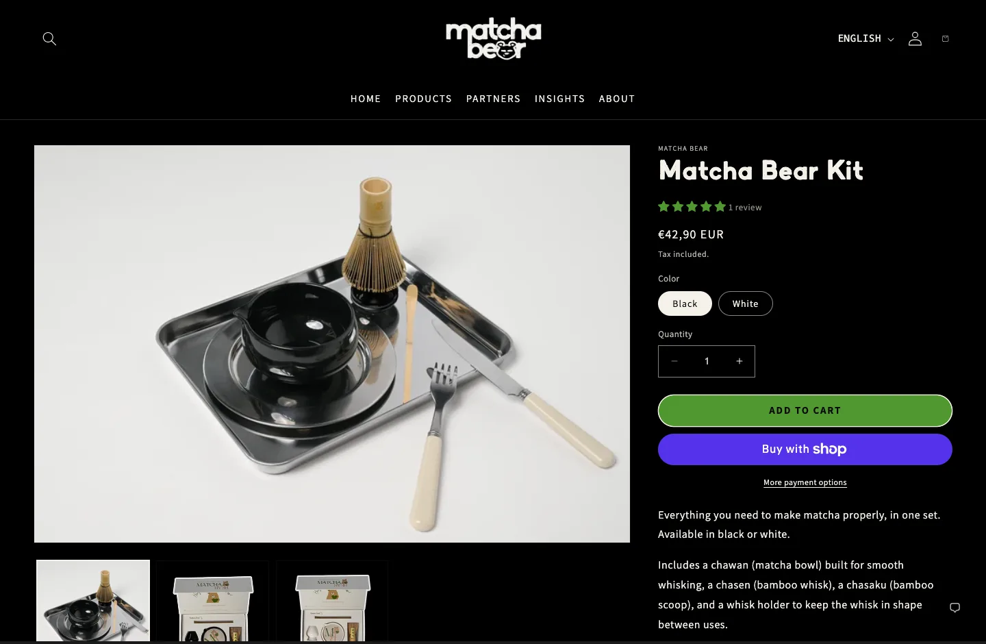 The Matcha Bear Kit product page.